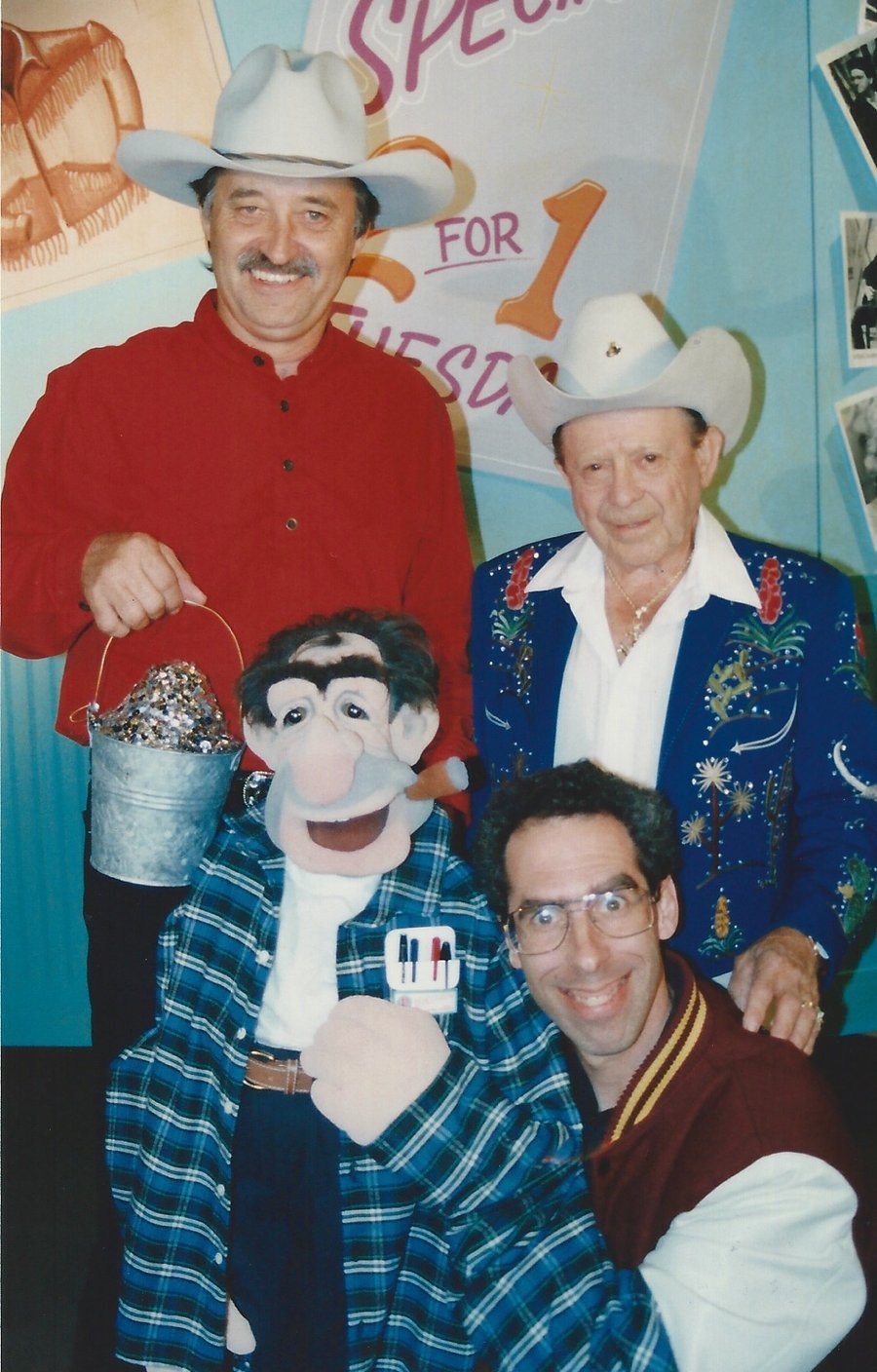 Allan with a puppet character and Dave Pavelonis at the Grand Ole Opry