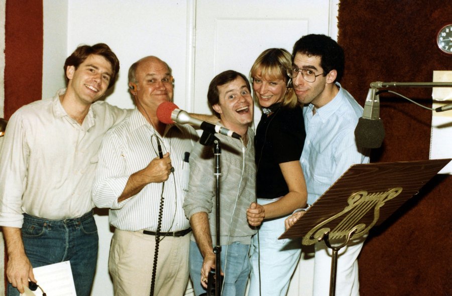 Allan and the cast recording in the studio for The Kid-a-Littles