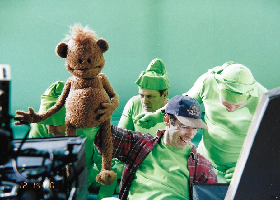 Allan performing the Bad Andy puppet character for a Pizza Hut commercial