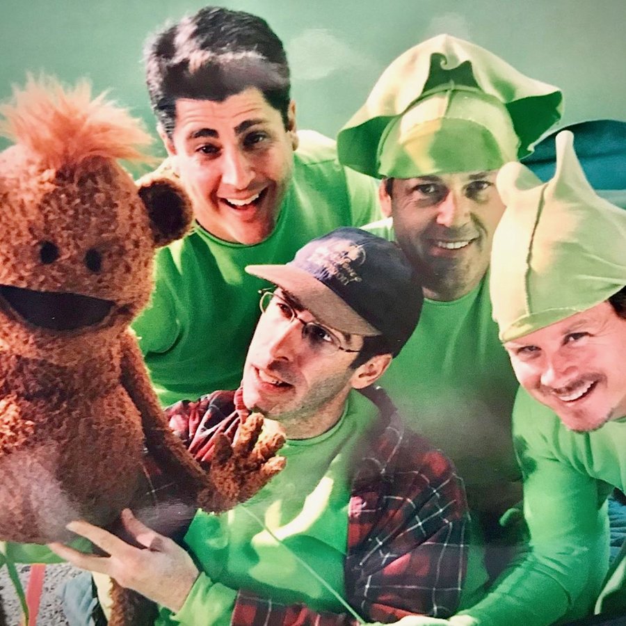 The Bad Andy puppeteer team on set