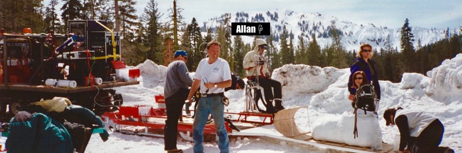 Allan on the sled rig on location for Jack Frost