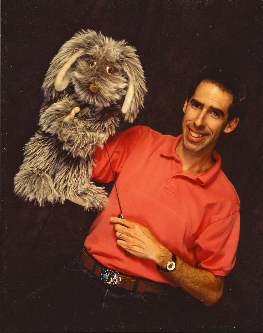 Allan with the Mr. Floppy puppet from Unhappily Ever After