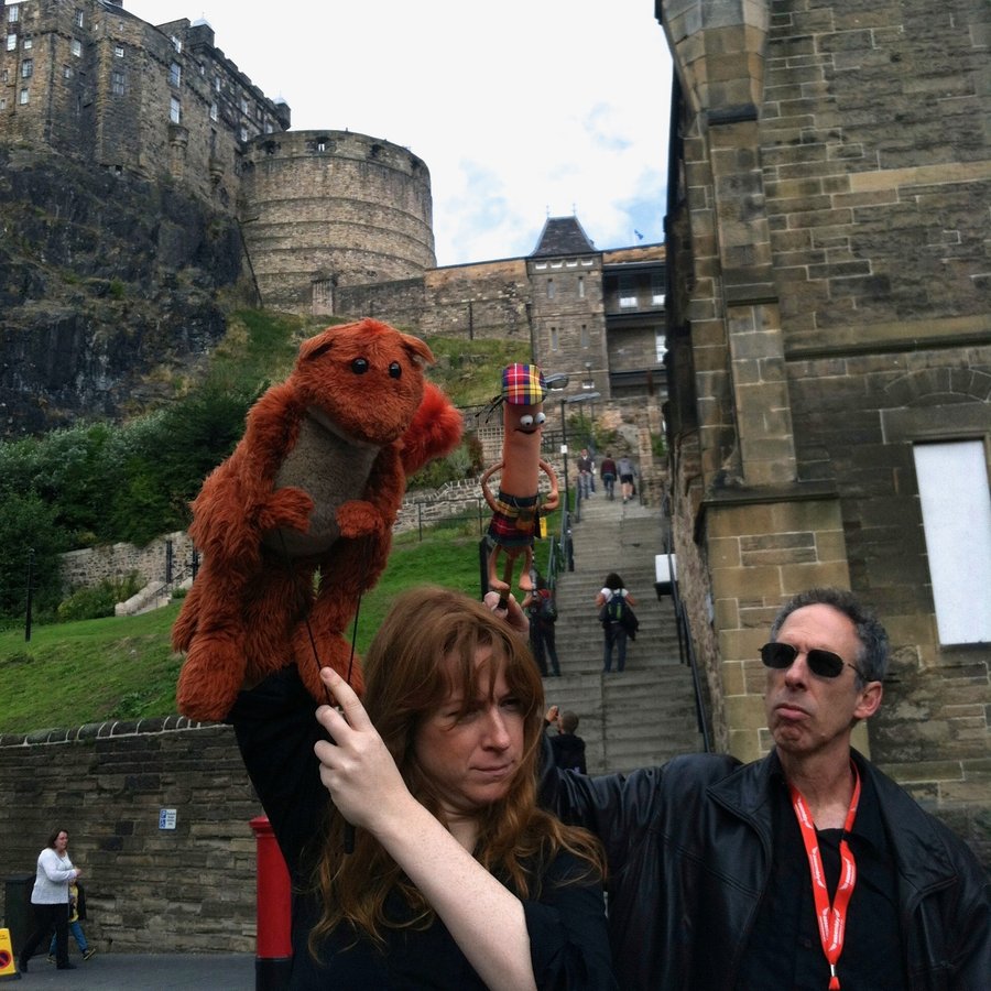 Allan and Colleen Smith shooting promos for Puppet Up! in Edinburgh