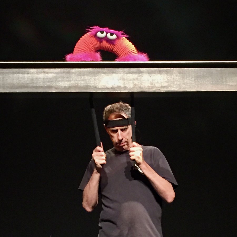 Allan at a Puppet Up! rehearsal