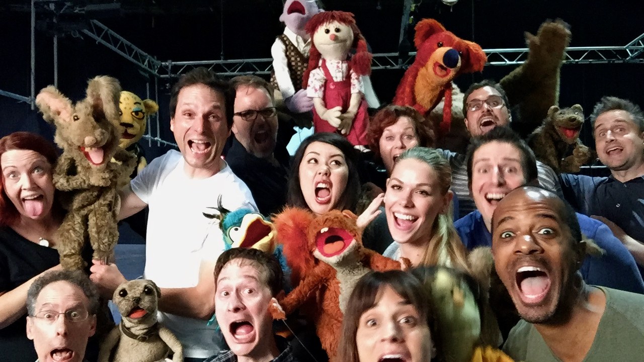 Allan Trautman with students at a Henson puppetry workshop